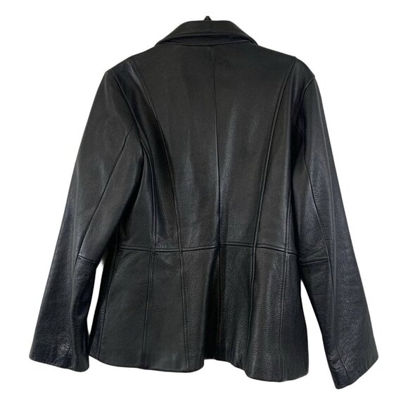 Wilsons Black Leather Jacket/Coat, Size Medium, Winter Retro 1990s Layering - Picture 2 of 3